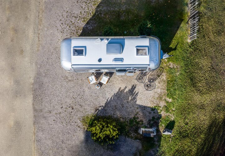 Drohnenaufnahme Wohnwagen